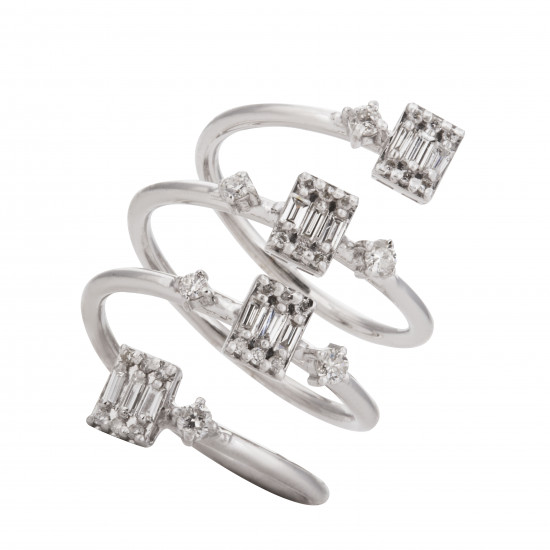 خاتم ألماس  الباجيت الرباعي من مجموعة "ايليترو" ذهب18