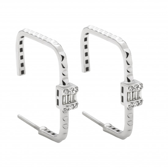 حلق ألماس الباجيت الثلاثي من مجموعة "ايليترو" ذهب 18