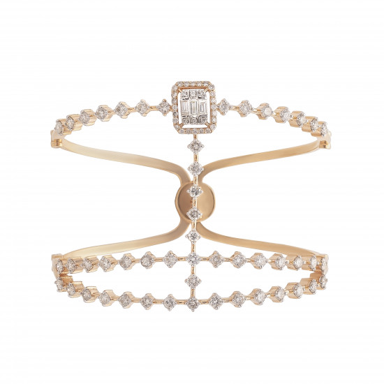 اسوارة ألماس الباجيت  من مجموعة "ايليترو" ذهب 18