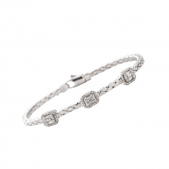 اسوارة ألماس الباجيت  من مجموعة "ايليترو" ذهب 18