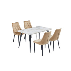 طاولة طعام خشب مع ارجل معدنية 4 كراسي طاولة طعام خشب مع ارجل معدنية 4 كراسي