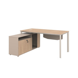 مكتب من الخشب والمعدن بيج 160x80 سم مكتب من الخشب والمعدن بيج 160x80 سم