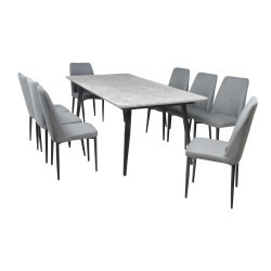 طاولة طعام خشب وارجل معدنية 8 كراسي طاولة طعام خشب وارجل معدنية 8 كراسي