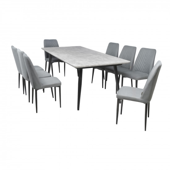 طاولة طعام خشب وارجل معدنية 8 كراسي طاولة طعام خشب وارجل معدنية 8 كراسي