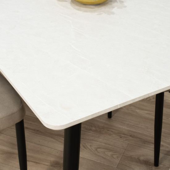 طاولة طعام خشب مع أرجل معدنية 4 كراسي طاولة طعام خشب مع أرجل معدنية 4 كراسي