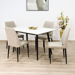 طاولة طعام خشب مع أرجل معدنية 4 كراسي طاولة طعام خشب مع أرجل معدنية 4 كراسي