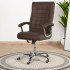 كرسي مكتب دوار جلد بني