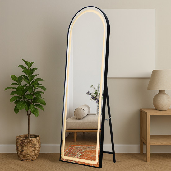 مرآة استاند مضيئة بإطار أسود 170×60 سم مرآة استاند مضيئة بإطار أسود 170×60 سم