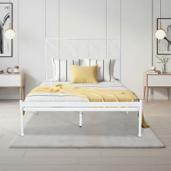 هيكل سرير معدني أبيض 120×200 سم هيكل سرير معدني أبيض 120×200 سم