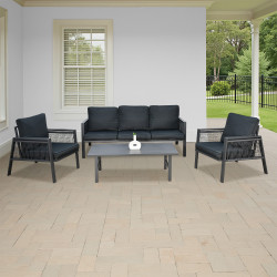 جلسة خارجية عصرية 5 مقاعد وطاولة رمادي غامق