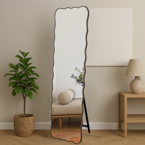 مرآة استاند بإطار خشبي بني 160×50 سم مرآة استاند بإطار خشبي بني 160×50 سم