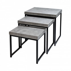 طقم طاولات خدمة 3 قطع لون رمادي