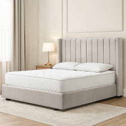 سرير خشبي بتنجيد مخملي عصري 140×200سم سرير خشبي بتنجيد مخملي عصري 140×200سم