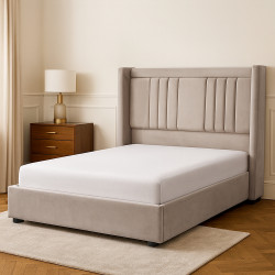 سرير خشبي بتنجيد مخملي عصري 140×200سم سرير خشبي بتنجيد مخملي عصري 140×200سم