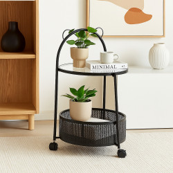 عربة تقديم 2 دور من الزجاج والمعدن عربة تقديم 2 دور من الزجاج والمعدن