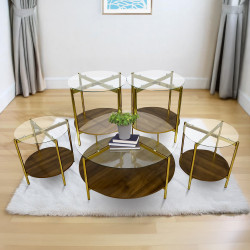 طقم طاولات 5 قطع زجاج بني غامق طقم طاولات 5 قطع زجاج بني غامق