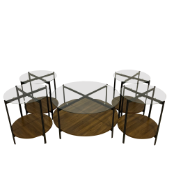 طقم طاولات 5 قطع زجاج لون بني غامق طقم طاولات 5 قطع زجاج لون بني غامق