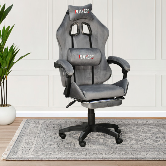 كرسي ألعاب أحترافي مخمل رمادي كرسي ألعاب أحترافي مخمل رمادي