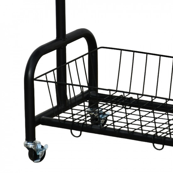 عربة تقديم سطح خشبي مع رف تخزين معدني عربة تقديم سطح خشبي مع رف تخزين معدني