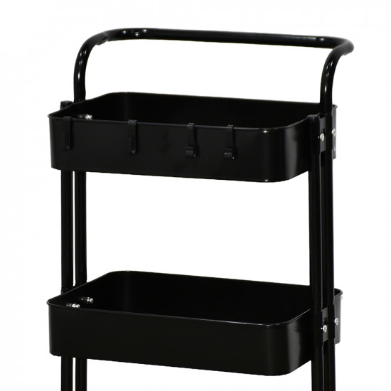 وحدة رفوف متحركة معدنية 3 أدوار أسود وحدة رفوف متحركة معدنية 3 أدوار أسود