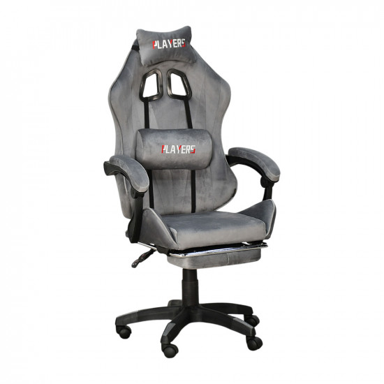 كرسي ألعاب أحترافي مخمل رمادي كرسي ألعاب أحترافي مخمل رمادي