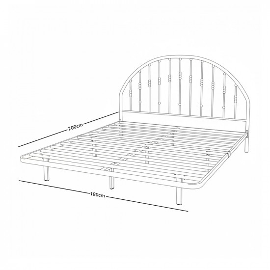 هيكل سرير معدني أبيض 180×200 سم