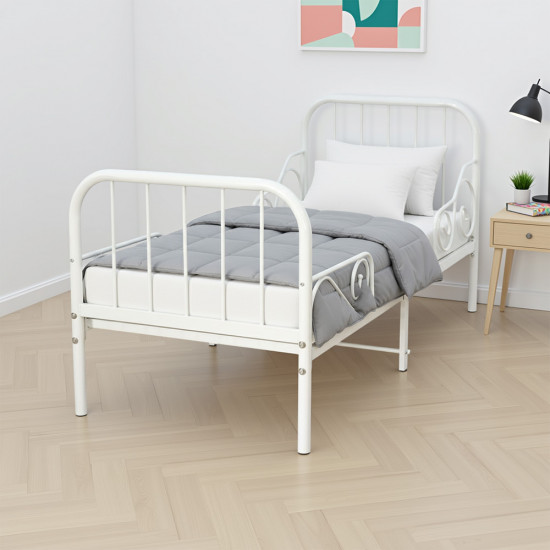  سرير معدني أبيض 80×170 سم