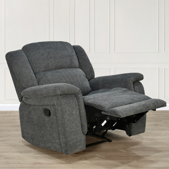 كرسي استرخاء ثابت قماش رمادي غامق