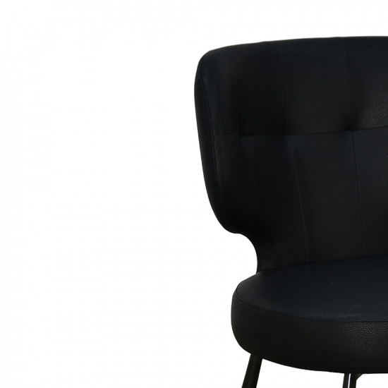 كرسي مفرد جلد بأرجل معدنية أسود كرسي مفرد جلد بأرجل معدنية أسود