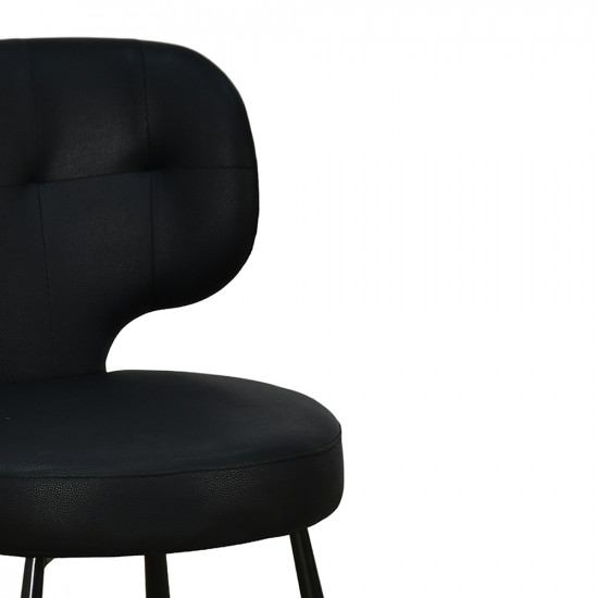 كرسي مفرد جلد بأرجل معدنية أسود كرسي مفرد جلد بأرجل معدنية أسود