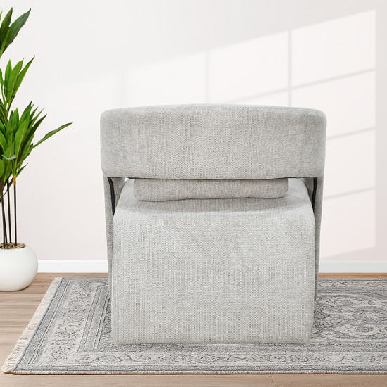 كرسي مفرد فاخر من القماش رمادي