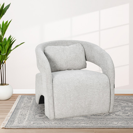 كرسي مفرد فاخر من القماش رمادي