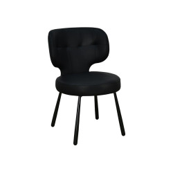 كرسي مفرد جلد بأرجل معدنية أسود