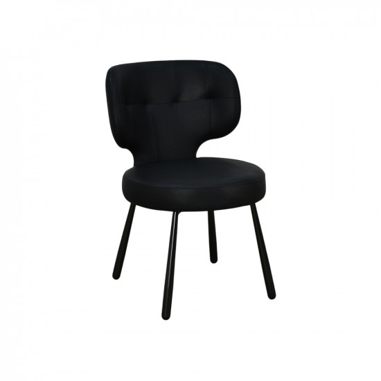 كرسي مفرد جلد بأرجل معدنية أسود كرسي مفرد جلد بأرجل معدنية أسود