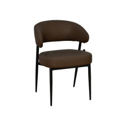 كرسي مفرد مودرن جلد بأرجل معدنية بني