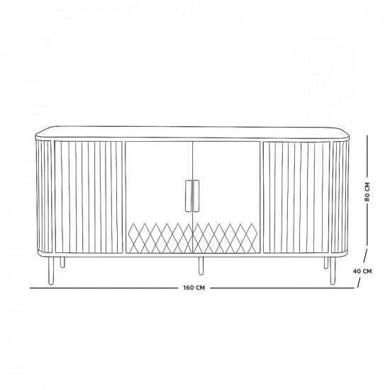 دولاب بوفيه خشب سطح سيراميك 160 سم