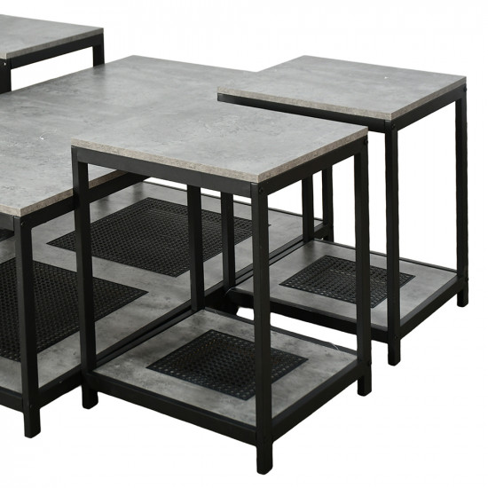 طقم طاولات خدمة 5 قطع 2 دور خشب مع راتان