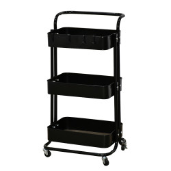 وحدة رفوف متحركة معدنية 3 أدوار أسود وحدة رفوف متحركة معدنية 3 أدوار أسود