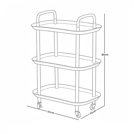 عربة تقديم متحركة 3 أدوار أبيض عربة تقديم متحركة 3 أدوار أبيض
