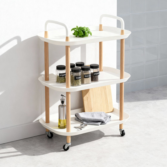 عربة تقديم متحركة 3 أدوار أبيض عربة تقديم متحركة 3 أدوار أبيض