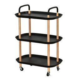 عربة تقديم متحركة 3 أدوار أسود