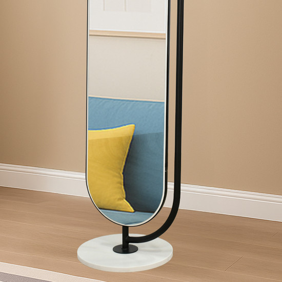 مرآة ديكور استاند معدني مع قاعدة رخام ثابتة