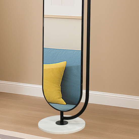 مرآة ديكور استاند معدني مع قاعدة رخام ثابتة