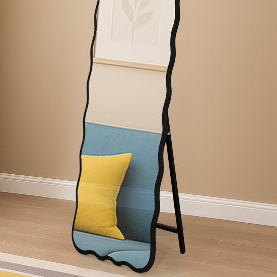 مرآة استاند عصرية بإطار أسود 160×50 سم