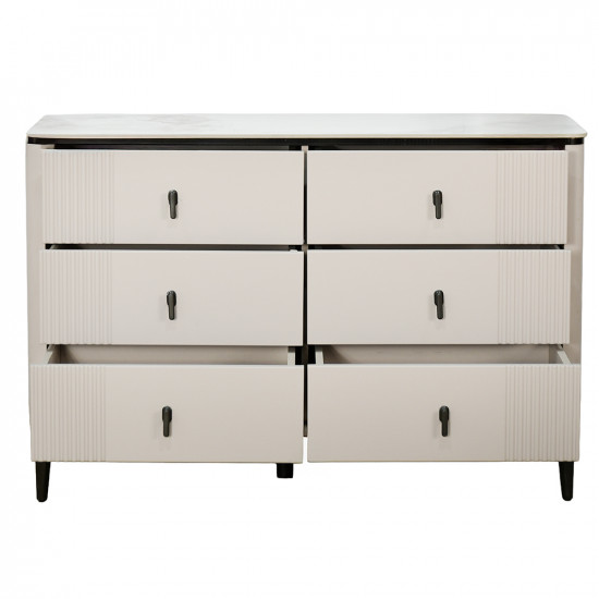 خزانة خشبية عصرية بـ 6 أدراج وسطح رخامي