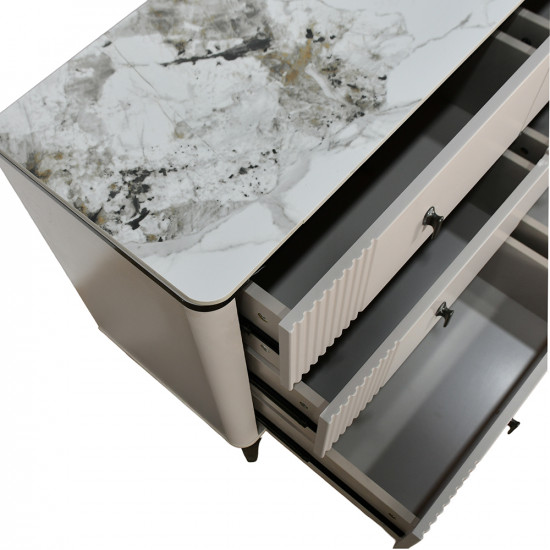 خزانة خشبية عصرية بـ 6 أدراج وسطح رخامي