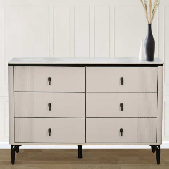 خزانة خشبية عصرية بـ 6 أدراج وسطح رخامي