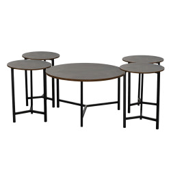 طقم طاولات خدمة 5 قطع خشب بني