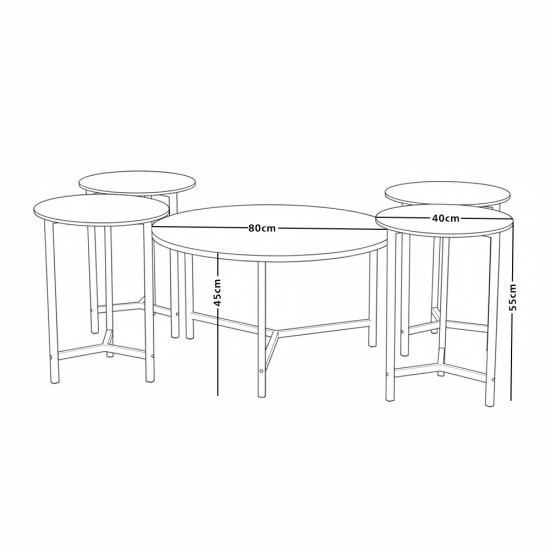 طقم طاولات خدمة 5 قطع خشب بني طقم طاولات خدمة 5 قطع خشب بني