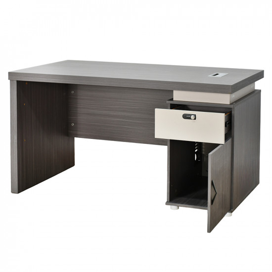 مكتب خشبي مودرن مع خزانة رمادي 140 سم مكتب خشبي مودرن مع خزانة رمادي 140 سم